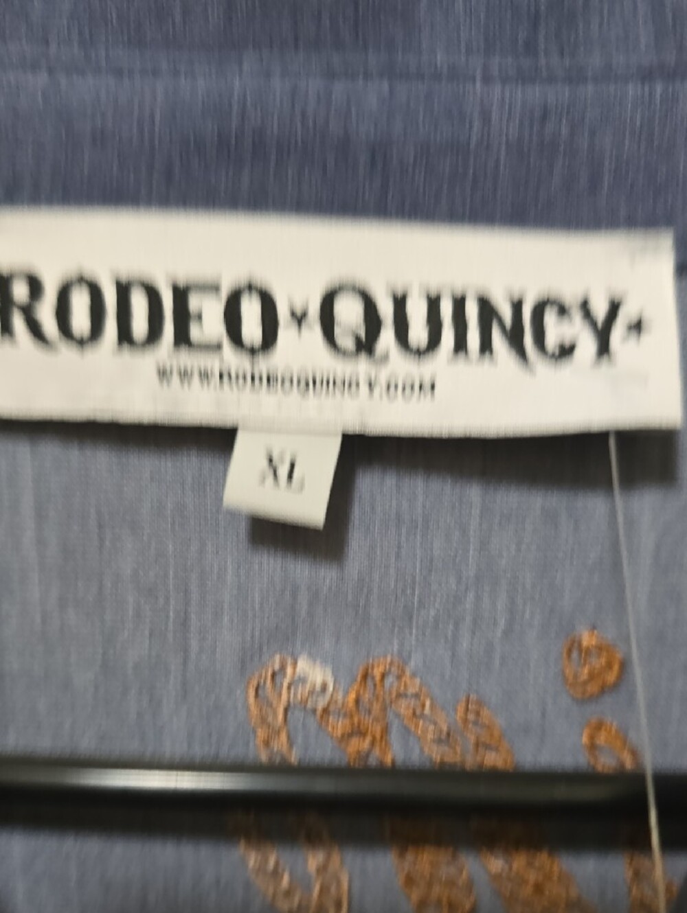Rodeo Quincy Women's Blue Embroidered Western Shirt with Red Floral Accents - Picture 3 of 4